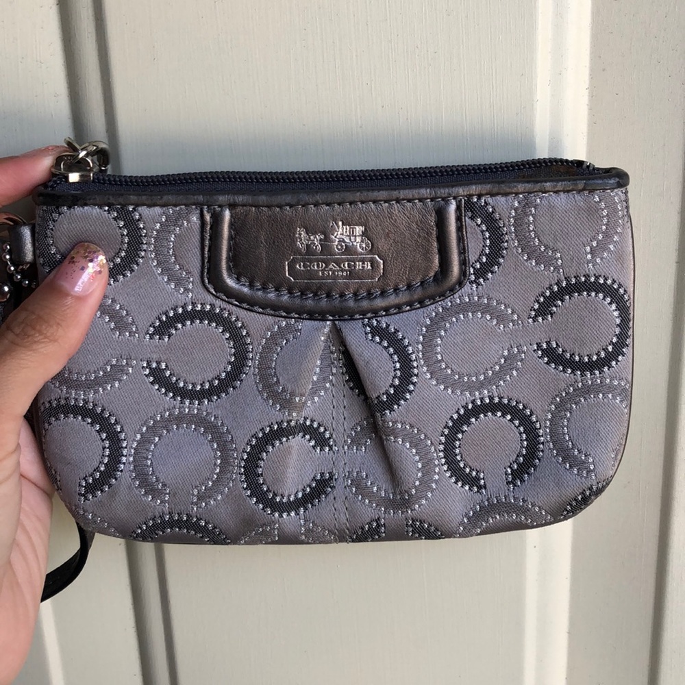 Gray Coach Wristlet Purse Clutch